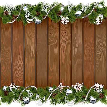 simsearch:400-09065552,k - Vector Seamless Christmas Board with Silver Decorations isolated on white background Photographie de stock - Aubaine LD & Abonnement, Code: 400-09066385