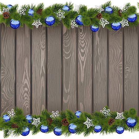 simsearch:400-09065552,k - Vector Seamless Christmas Old Board with Blue Balls isolated on white background Photographie de stock - Aubaine LD & Abonnement, Code: 400-09066381