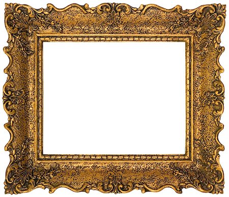 simsearch:400-06457995,k - Empty Gilded Golden Picture Frame Cutout Stock Photo - Budget Royalty-Free & Subscription, Code: 400-09066484