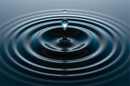 simsearch:614-06624533,k - Water drop or rain drop falling on water surface. Liquid ripple splash in sunlight with reflection, macro image. Graphic design element for poster, package, flyer. Abstract background, 3D illustration Foto de stock - Super Valor sin royalties y Suscripción, Código: 400-09066602