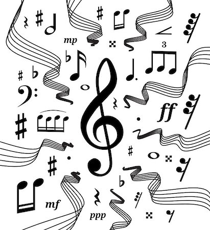 simsearch:400-04858997,k - Wavy music staves. Vector illustration set on white background Stock Photo - Budget Royalty-Free & Subscription, Code: 400-09066645