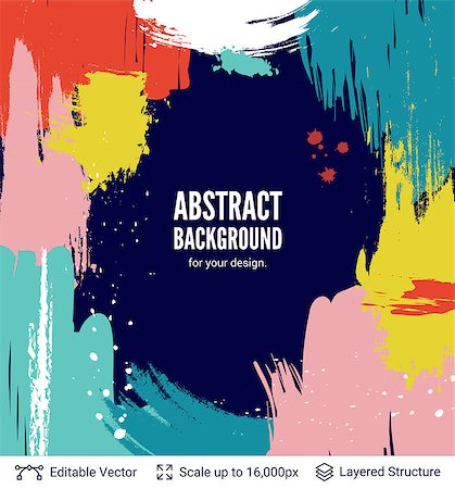 Colorful brush strokes pattern and text block. Vector illustration. Stock Photo - Budget Royalty-Free & Subscription, Code: 400-09066640