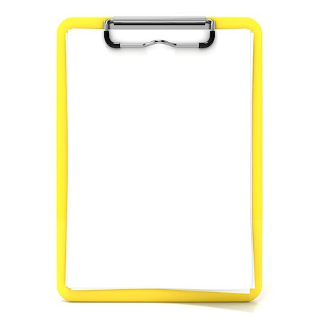 simsearch:400-06527396,k - Yellow clipboard and blank paper with lines. 3D render illustration isolated on white background Foto de stock - Royalty-Free Super Valor e Assinatura, Número: 400-09066684