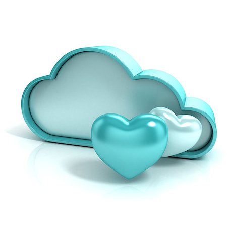 Cloud with hearts. Favorite storage 3D computer icon isolated Stock Photo - Budget Royalty-Free & Subscription, Code: 400-09066698