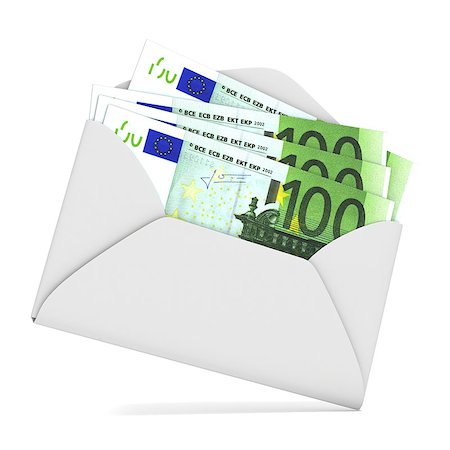 simsearch:400-06102745,k - Euros in envelope. 3D render illustration isolated on white background Photographie de stock - Aubaine LD & Abonnement, Code: 400-09066716