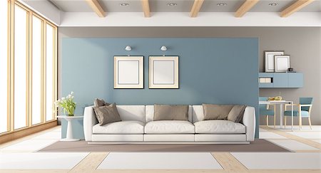simsearch:400-08797073,k - Modern living room with sofa,table and chairs - 3d rendering Photographie de stock - Aubaine LD & Abonnement, Code: 400-09066759