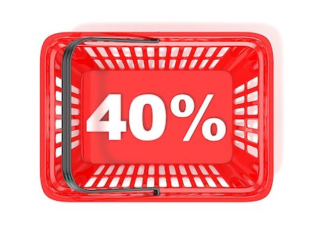 simsearch:400-04215457,k - 40 percent discount tag in red shopping basket. 3D rendered illustration Foto de stock - Super Valor sin royalties y Suscripción, Código: 400-09066750
