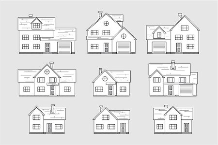 simsearch:400-08967527,k - set of house icons, thin line style Stock Photo - Budget Royalty-Free & Subscription, Code: 400-09066788