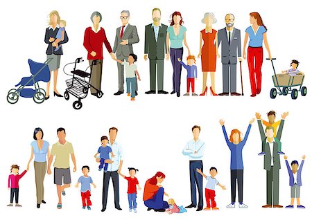 Group of families, Generation together, illustration Stock Photo - Budget Royalty-Free & Subscription, Code: 400-09066820