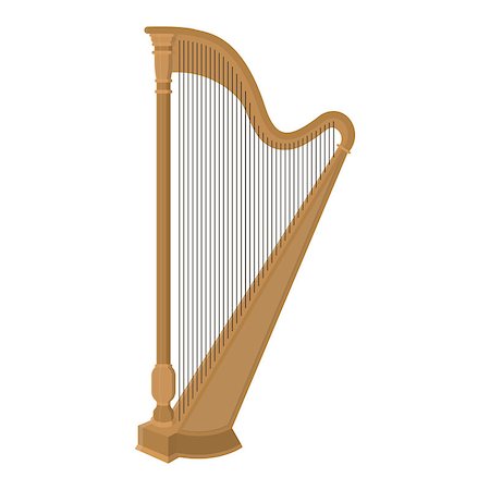 Vector illustration of the musical instrument - the harp on white isolated background. Foto de stock - Royalty-Free Super Valor e Assinatura, Número: 400-09066949
