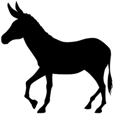 equus mulus - black and white vector silhouette of donkey Photographie de stock - Aubaine LD & Abonnement, Code: 400-09066969