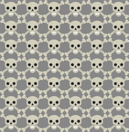 simsearch:400-06084708,k - Skull and bones seamless pattern. Skeleton repeating texture. Skulls  endless background. Halloween concept. Vector illustration Stock Photo - Budget Royalty-Free & Subscription, Code: 400-09067208
