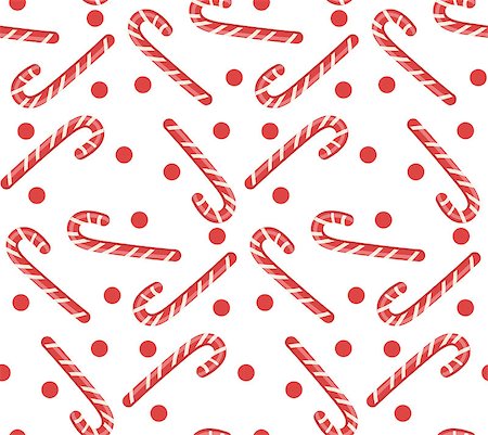 simsearch:400-08814672,k - Christmas seamless pattern with candy cane. Xmas repeating texture. Winter holidays endless background, wallpaper, fabric. Vector illustration Stock Photo - Budget Royalty-Free & Subscription, Code: 400-09067201