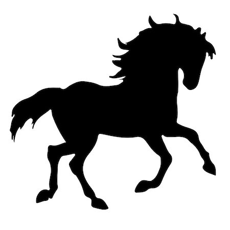 simsearch:400-07316355,k - rearing up horse fine vector silhouette and outline - graceful black stallions against white Stock Photo - Budget Royalty-Free & Subscription, Code: 400-09067285