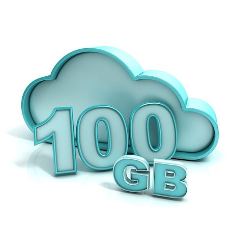 Cloud computing and database. 100 GB capacity. Concept of online storage. 3D render illustration isolated on white background Stock Photo - Budget Royalty-Free & Subscription, Code: 400-09067339