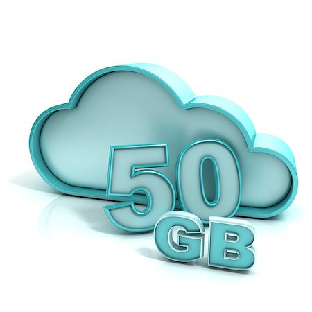Cloud computing and database. 50 GB capacity. Concept of online storage. 3D render illustration isolated on white background Stock Photo - Budget Royalty-Free & Subscription, Code: 400-09067340