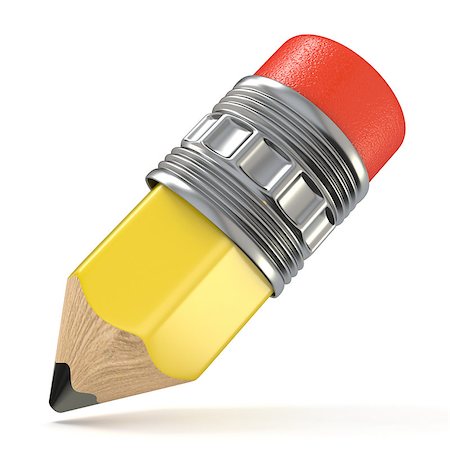 simsearch:400-06388011,k - Yellow pencil. Cartoon style. 3D render illustration isolated on white background Stock Photo - Budget Royalty-Free & Subscription, Code: 400-09067391