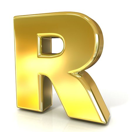 djmilic (artist) - Golden font collection letter - R. 3D render illustration, isolated on white background. Foto de stock - Super Valor sin royalties y Suscripción, Código: 400-09067409