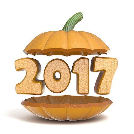 Halloween pumpkin 2017 3D render illustration isolated on white background Stock Photo - Budget Royalty-Free & Subscription, Code: 400-09067400