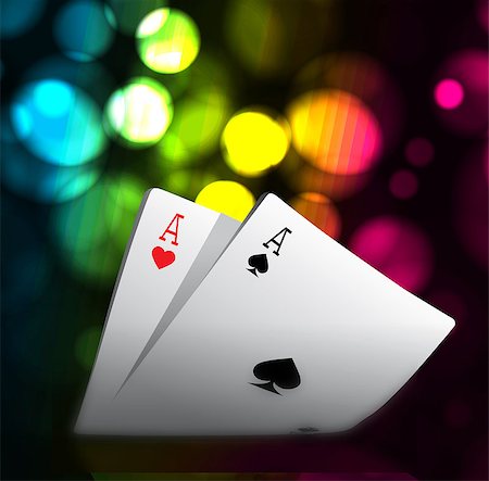 simsearch:400-04401278,k - A combination of playing cards for casino. Two aces on bokeh background. Vector illustration Photographie de stock - Aubaine LD & Abonnement, Code: 400-09067436