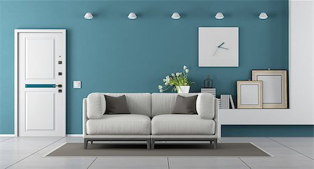 simsearch:400-05946922,k - Living room with armored entrance door and white sofa - 3d rendering Stock Photo - Budget Royalty-Free & Subscription, Code: 400-09067529