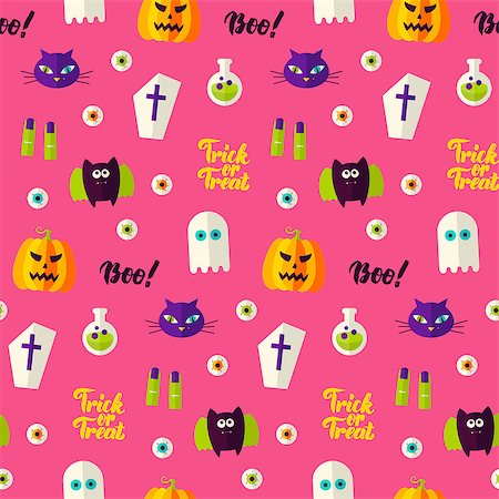 simsearch:400-09067759,k - Halloween Boo Seamless Pattern. Vector Illustration of Holiday Background. Trick or Treat. Foto de stock - Royalty-Free Super Valor e Assinatura, Número: 400-09067766