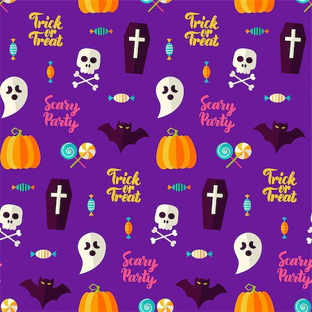 simsearch:400-09067759,k - Scary Party Halloween Seamless Background. Vector Illustration. Trick or Treat. Foto de stock - Royalty-Free Super Valor e Assinatura, Número: 400-09067787