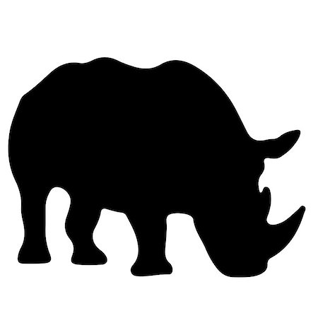 rhino south africa - black and white vector silhouette of a rhino. Animal illustration Stock Photo - Budget Royalty-Free & Subscription, Code: 400-09067828