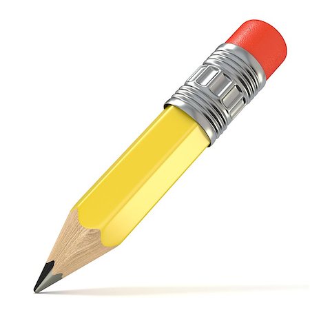 simsearch:400-06388011,k - Yellow pencil. 3D render illustration isolated on white background Stock Photo - Budget Royalty-Free & Subscription, Code: 400-09067899