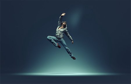 simsearch:400-07481076,k - Jumping man strikes pose. This is a 3d render illustration Photographie de stock - Aubaine LD & Abonnement, Code: 400-09067971