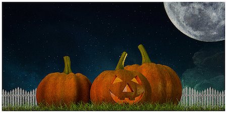 spooky field - 3d illustration of Halloween pumpkins Stock Photo - Budget Royalty-Free & Subscription, Code: 400-09068121