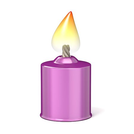 Purple candle. 3D render illustration isolated on white background Stock Photo - Budget Royalty-Free & Subscription, Code: 400-09068444