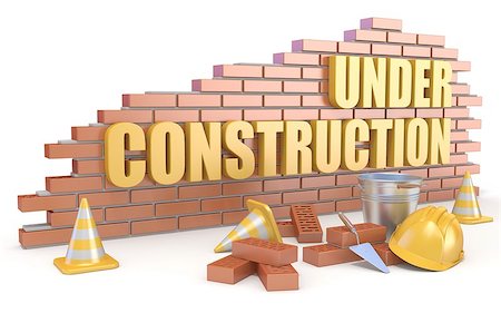 simsearch:400-05127436,k - Under construction sign. 3D render illustration isolated on white background Stock Photo - Budget Royalty-Free & Subscription, Code: 400-09068442