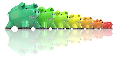 djmilic (artist) - Saving energy consumption concept made of piggy banks. 3D render illustration isolated on white background Foto de stock - Super Valor sin royalties y Suscripción, Código: 400-09068461