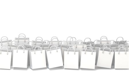 shopping mall advertising - White blank shopping bags. 3D render illustration isolated on white background Stock Photo - Budget Royalty-Free & Subscription, Code: 400-09068488