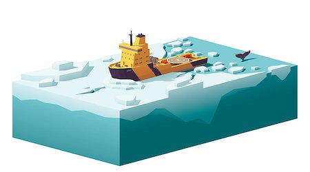 simsearch:400-05159933,k - Vector low poly icebreaker breaking the ice in the ocean Stock Photo - Budget Royalty-Free & Subscription, Code: 400-09068655