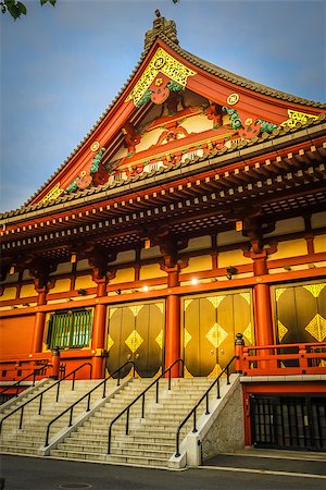 simsearch:693-03313480,k - Senso-ji Kannon temple Hondo at sunset, Tokyo, Japan Foto de stock - Royalty-Free Super Valor e Assinatura, Número: 400-09068729