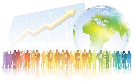 simsearch:400-05087119,k - Businesspeople are standing in front of large chart and large world map. Foto de stock - Royalty-Free Super Valor e Assinatura, Número: 400-09068792