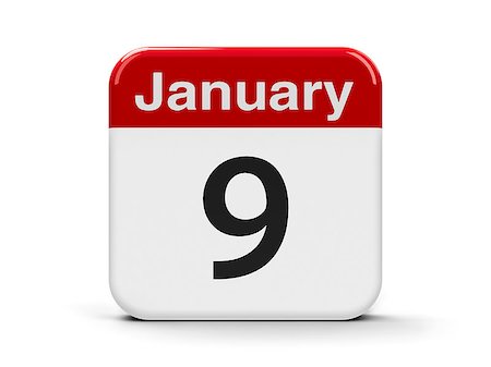 Calendar web button - The Ninth of January, three-dimensional rendering, 3D illustration Stock Photo - Budget Royalty-Free & Subscription, Code: 400-09068804