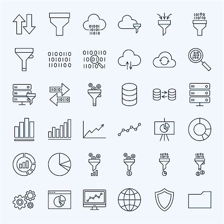 data storage icon - Line Filter Funnel Icons. Vector Set of Outline Data Analysis Symbols. Stock Photo - Budget Royalty-Free & Subscription, Code: 400-09068892