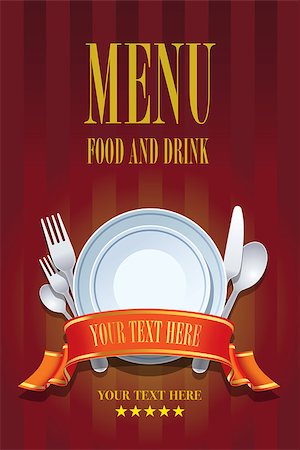 place setting card - Restaurant menu cover design. Cover brochure design template for restaurant menu food and drink Stock Photo - Budget Royalty-Free & Subscription, Code: 400-09068948