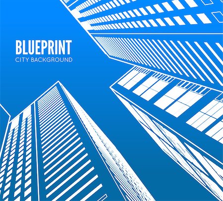 Building wireframe. 3d render city. Vector blueprint illustration Stock Photo - Budget Royalty-Free & Subscription, Code: 400-09069234