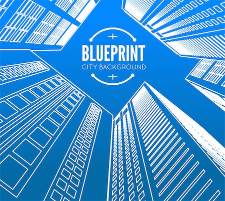 Building wireframe. 3d render city. Vector blueprint illustration Stock Photo - Budget Royalty-Free & Subscription, Code: 400-09069233