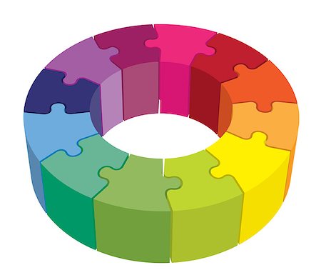 Colorful jigsaw puzzle in a ring as a corporate organizational structure. Stock Photo - Budget Royalty-Free & Subscription, Code: 400-09069341