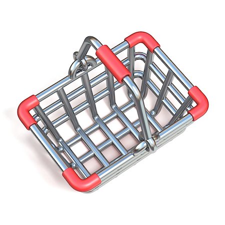 simsearch:400-08962635,k - Steel wire shopping basket cartoon icon 3D render illustration isolated on white background Foto de stock - Super Valor sin royalties y Suscripción, Código: 400-09069404