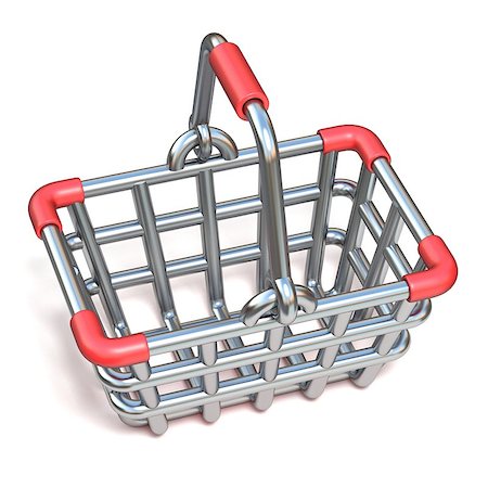 simsearch:400-08962635,k - Steel wire shopping basket cartoon icon 3D render illustration isolated on white background Foto de stock - Super Valor sin royalties y Suscripción, Código: 400-09069403