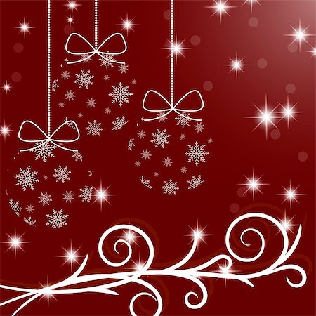 stokkoval (artist) - Christmas background with balls of snowflakes on a red background. Foto de stock - Super Valor sin royalties y Suscripción, Código: 400-09069421