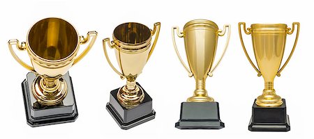 simsearch:400-08336790,k - Winners gold cups. Set of golden bowls champion award trophy. Isolated on white Photographie de stock - Aubaine LD & Abonnement, Code: 400-09069434