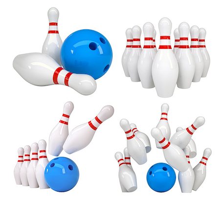 simsearch:400-08431494,k - Bowling set. Isolated on white. 3d illustration Stock Photo - Budget Royalty-Free & Subscription, Code: 400-09069435