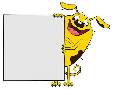 simsearch:400-09065162,k - Fun yellow dog show blank white sheet of paper banner. Isolated on white vector cartoon illustration Stock Photo - Budget Royalty-Free & Subscription, Code: 400-09069585